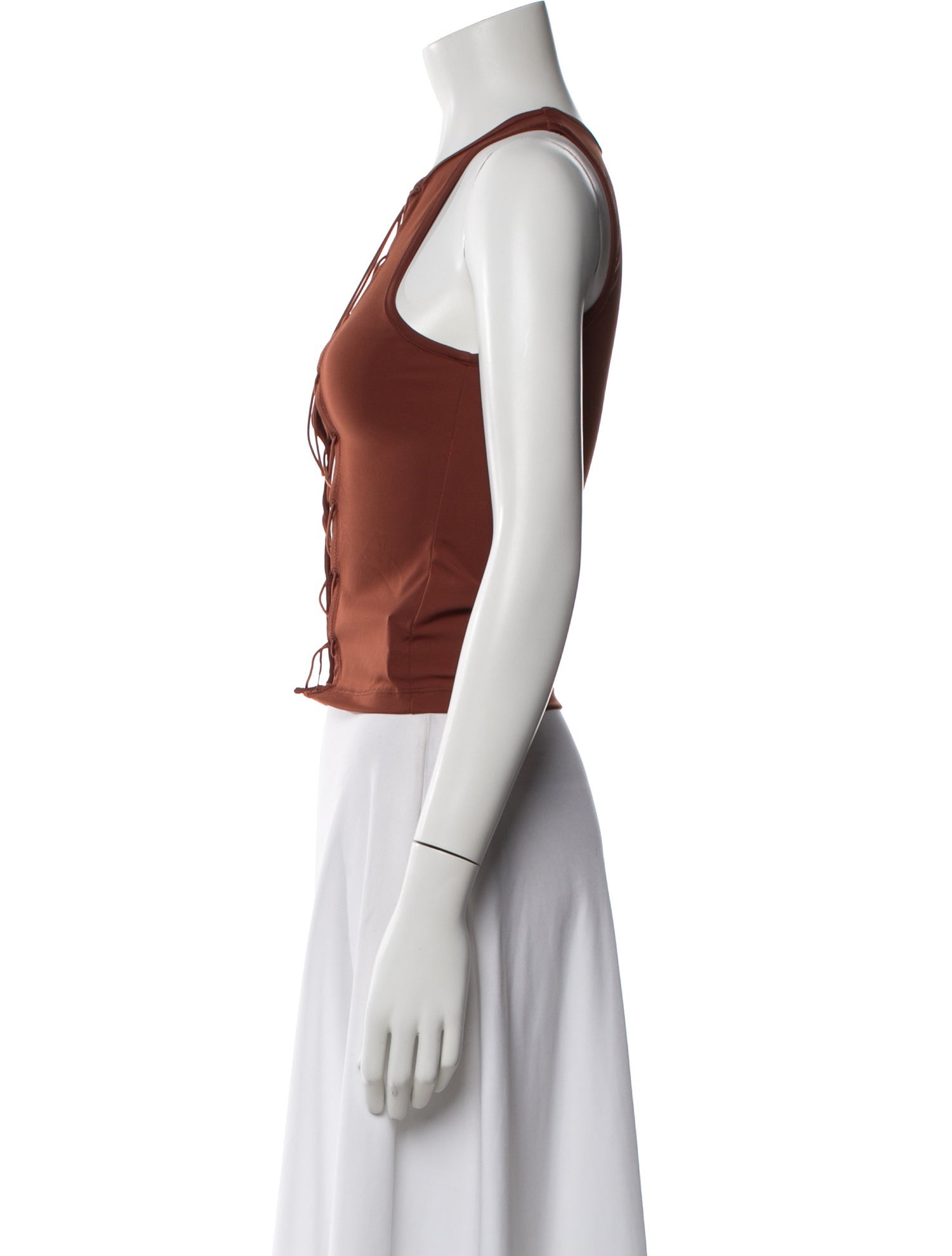 Miaou Nylon V-Neck Crop Top