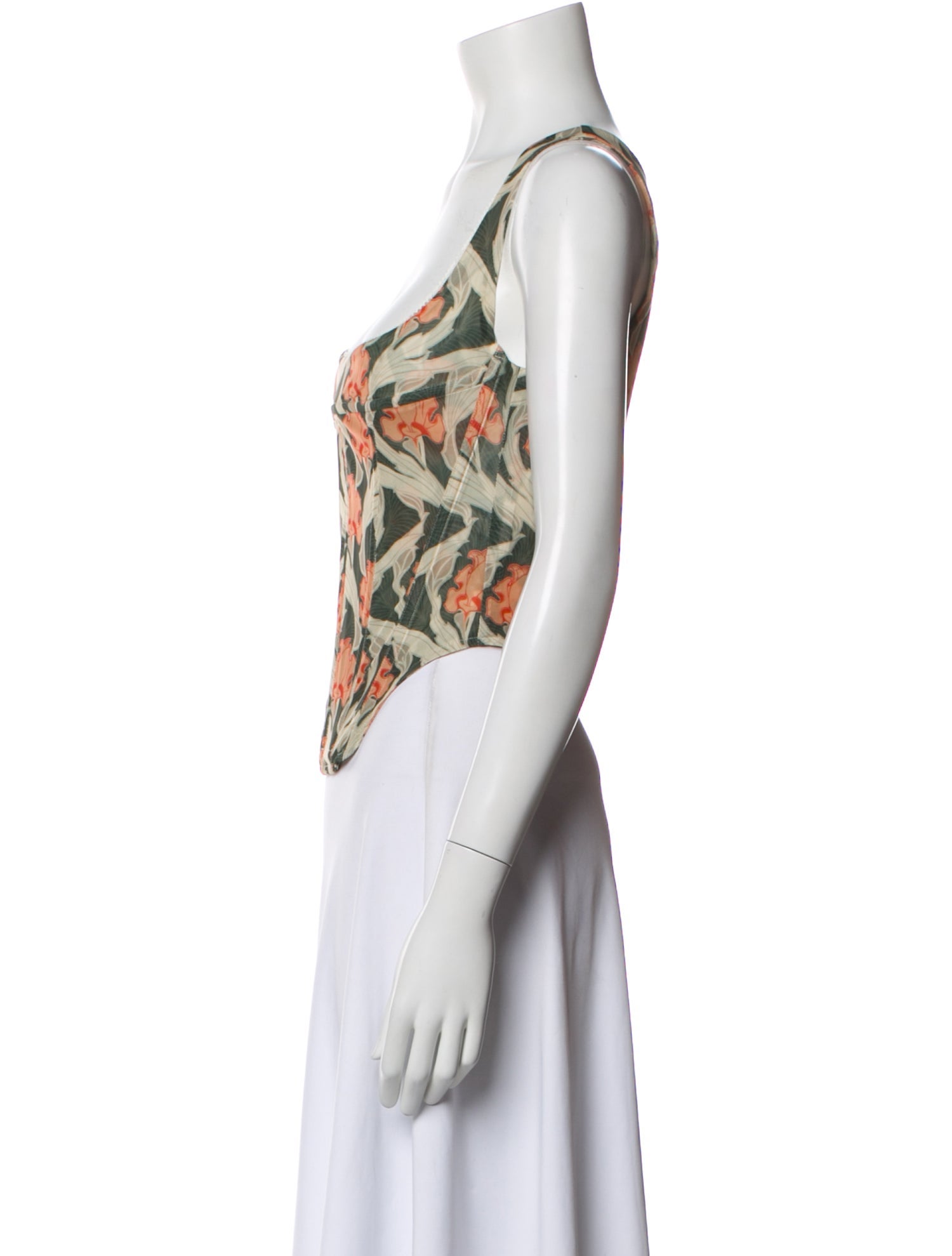 Miaou Floral Print Square Neckline Crop Top
