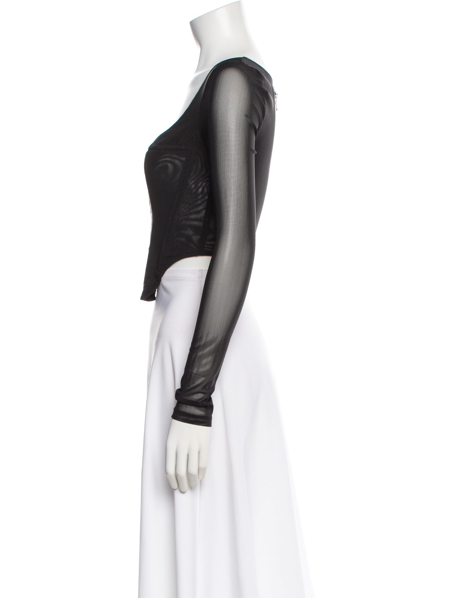 Miaou Square Neckline Long Sleeve Crop Top