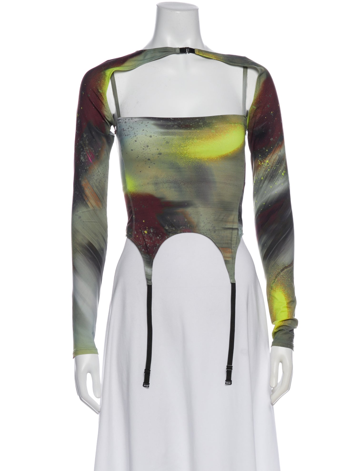 Miaou Graphic Print Square Neckline Top