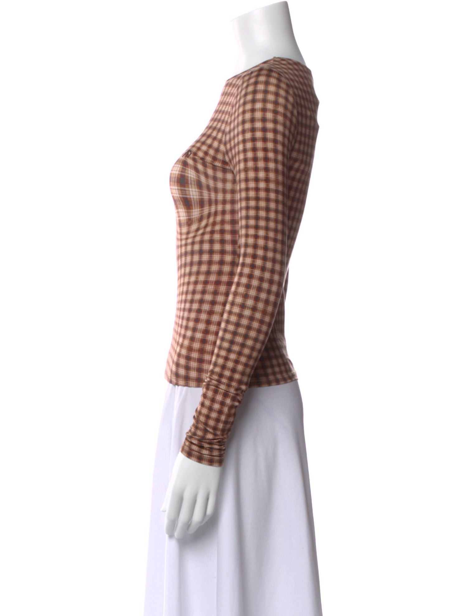 Miaou Plaid Print Crew Neck Top