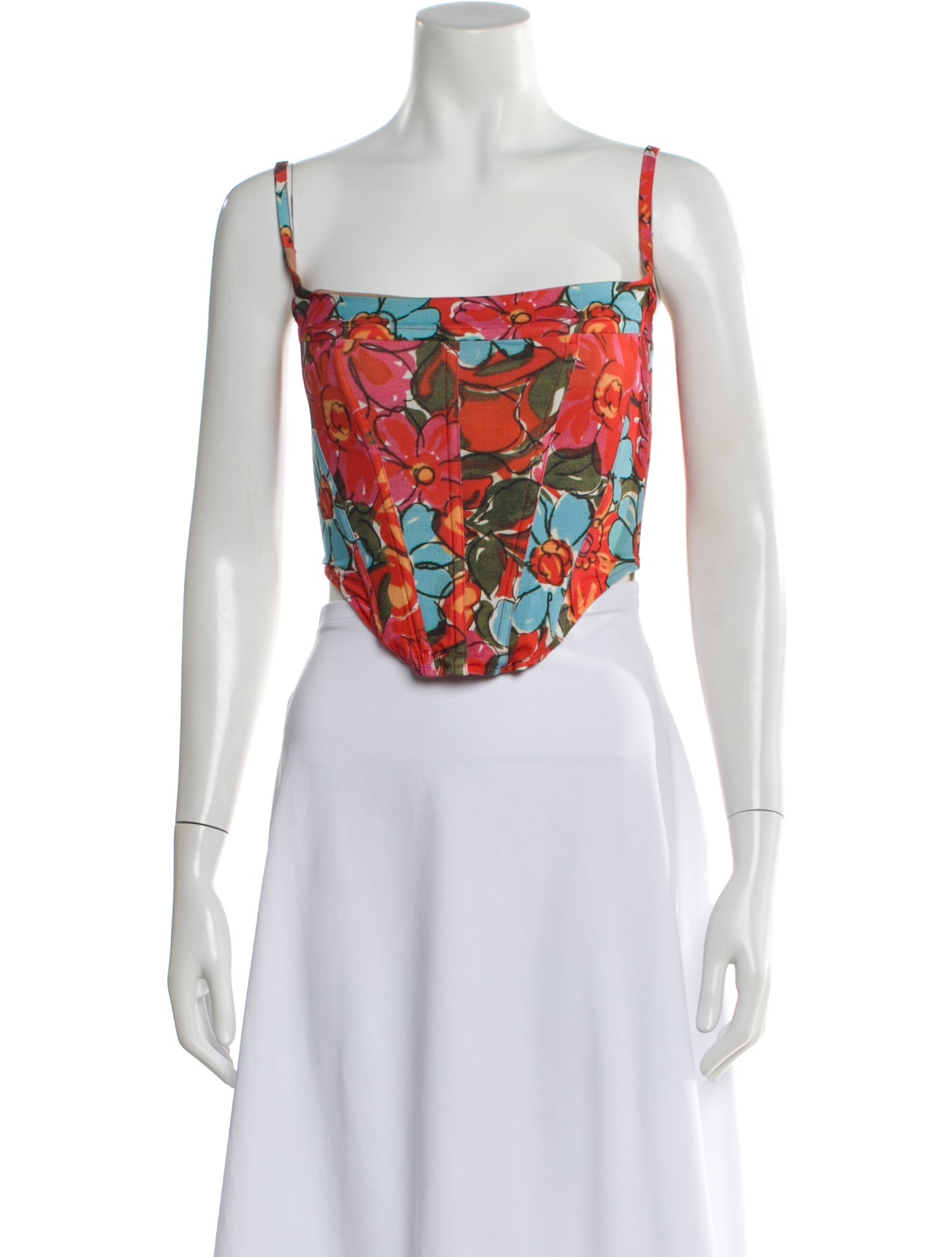 Miaou Floral Print Square Neckline Crop Top