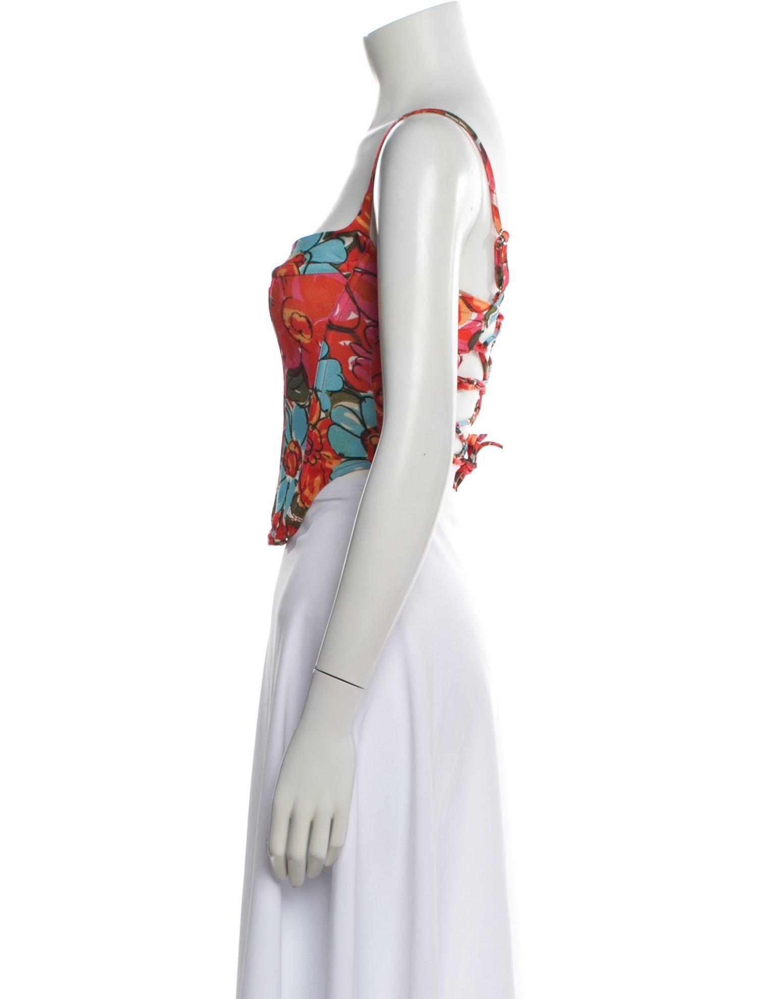 Miaou Floral Print Square Neckline Crop Top