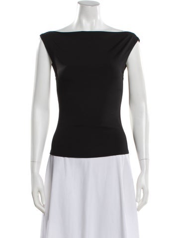 Pre-owned Miaou Off-the-shoulder Short Sleeve Top In Black