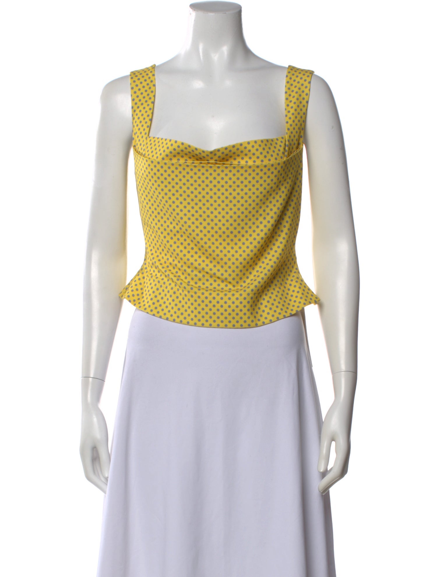 Miaou Polka Dot Print Square Neckline Crop Top