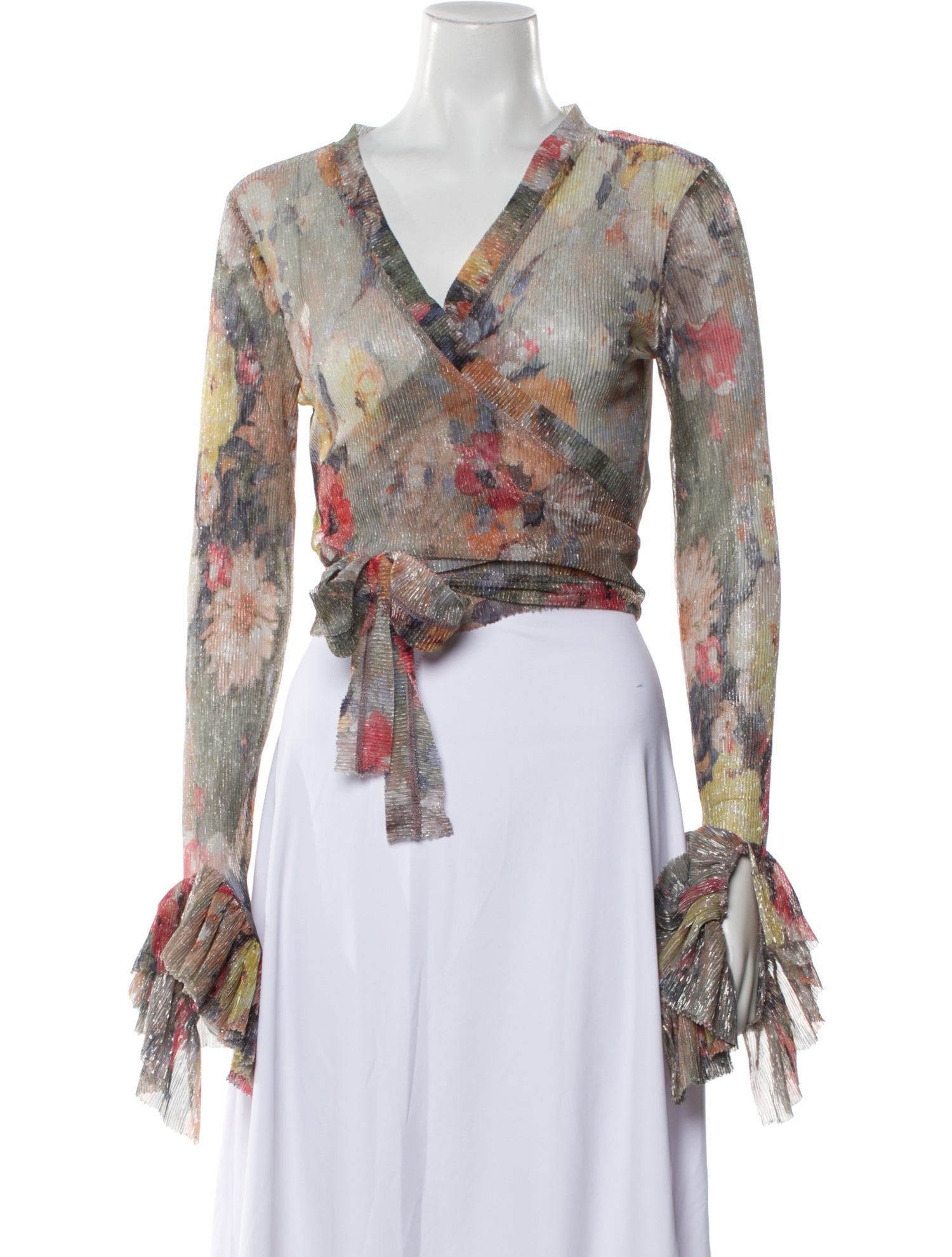 MIA VESPER Floral Print V-Neck Crop Top