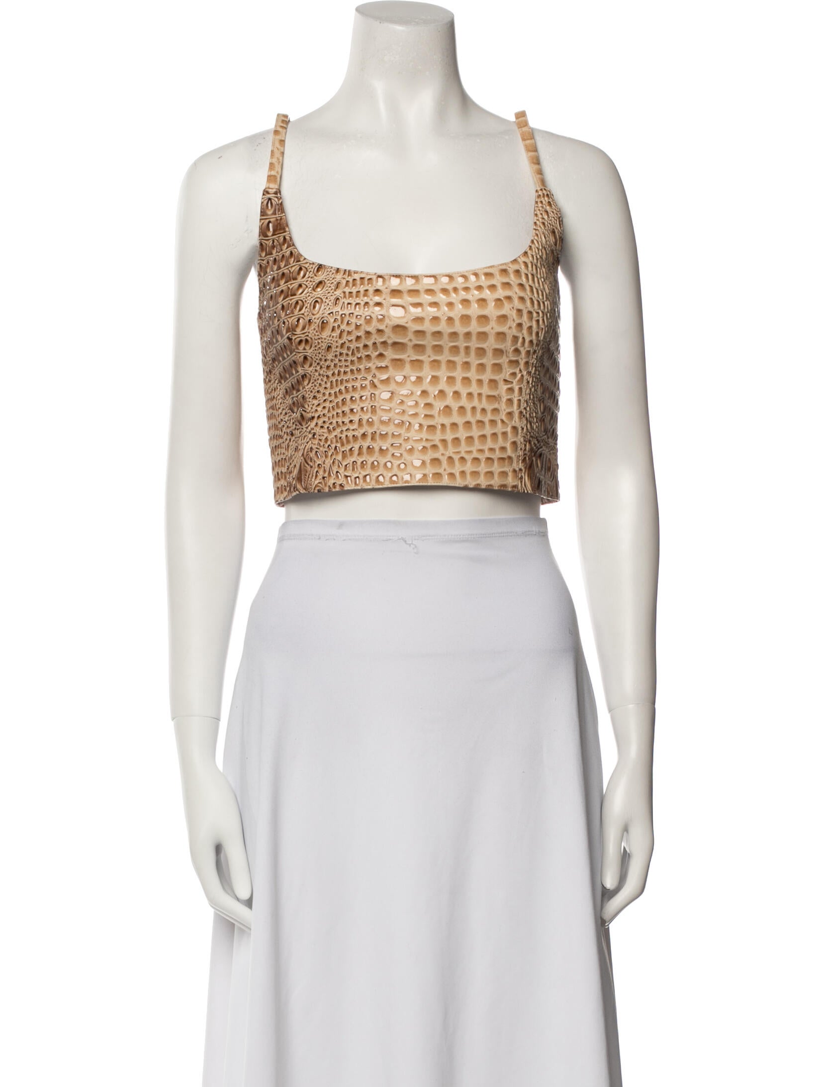 MIA VESPER Animal Print Square Neckline Crop Top