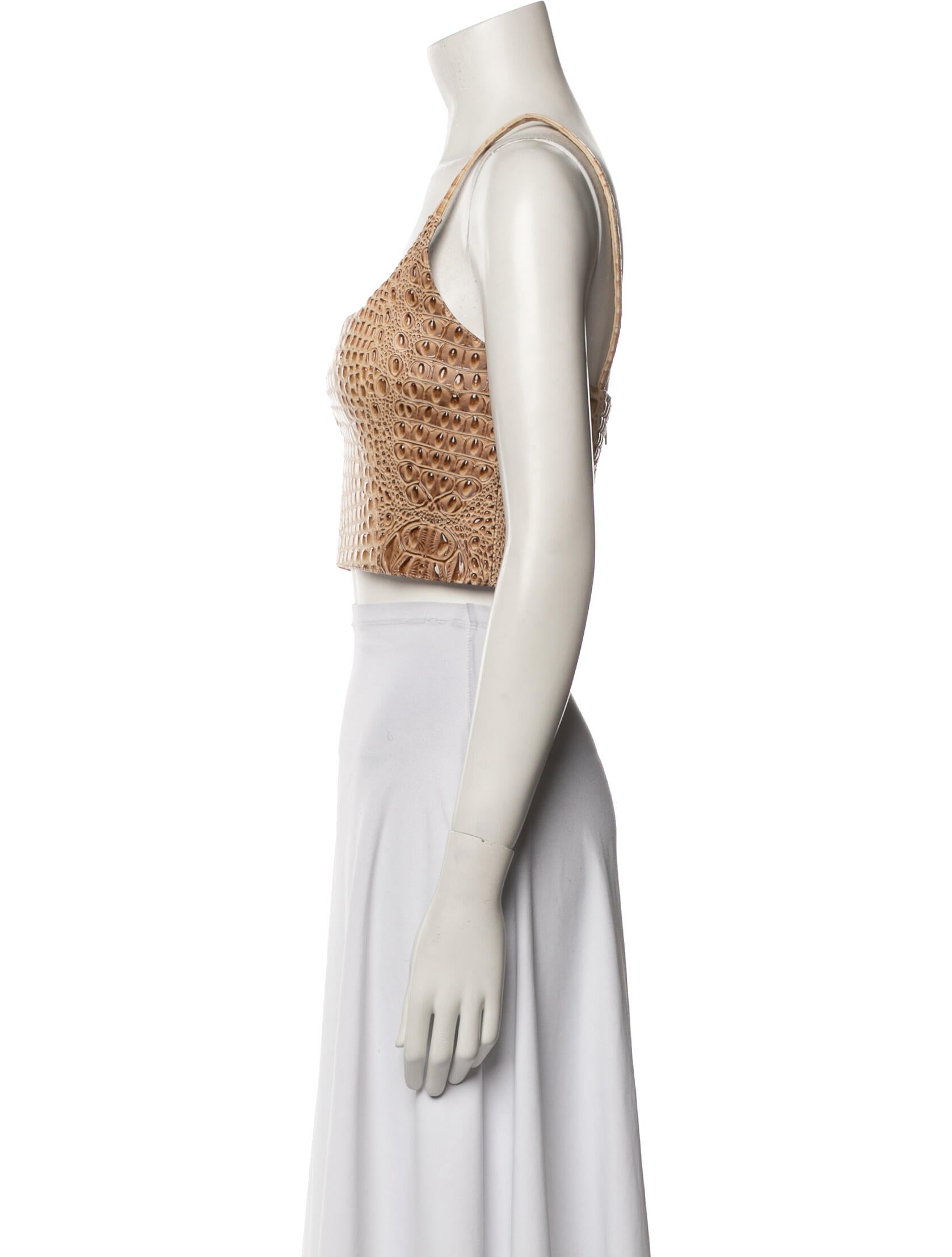 MIA VESPER Animal Print Square Neckline Crop Top