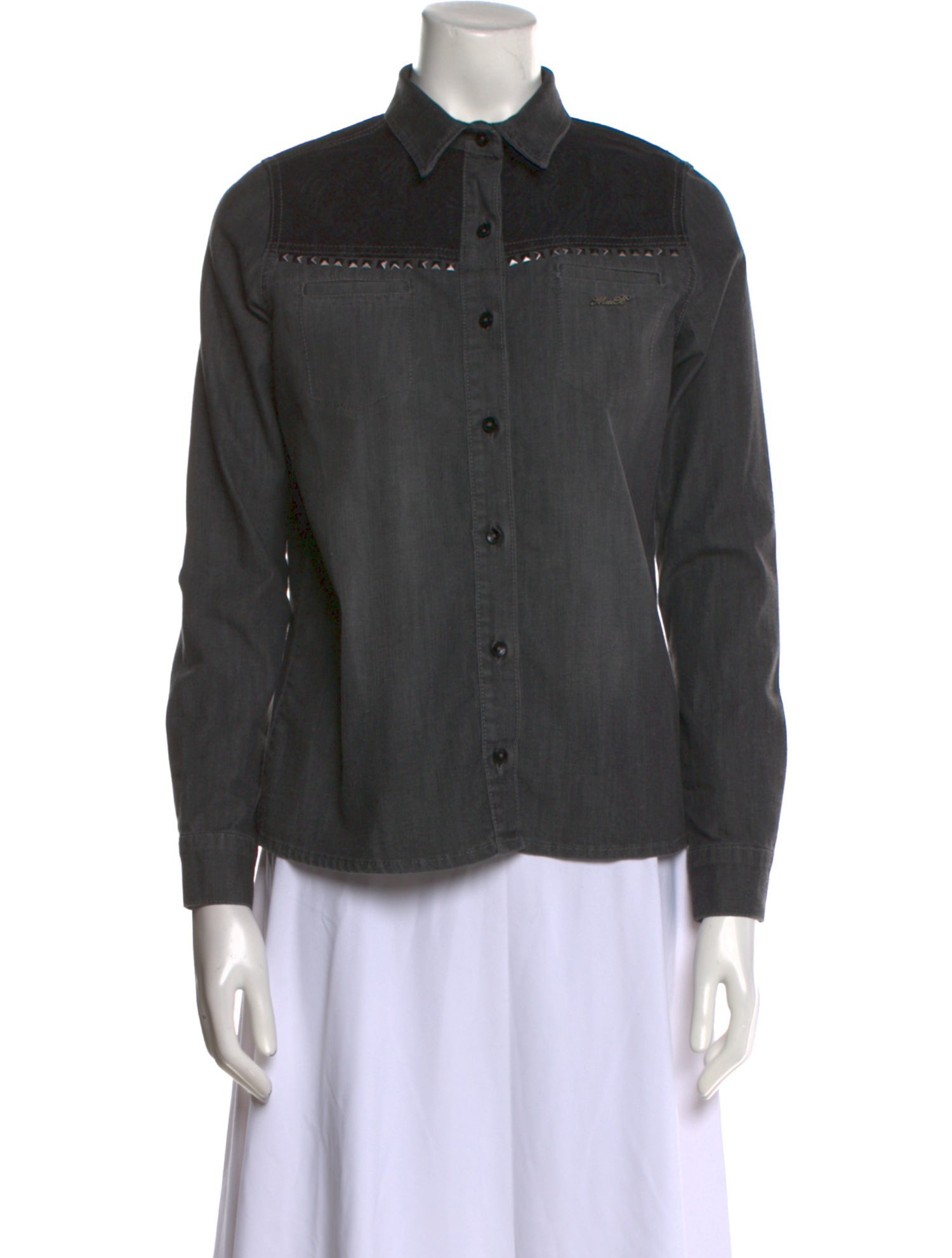 Miss Blumarine Long Sleeve Button-Up Top