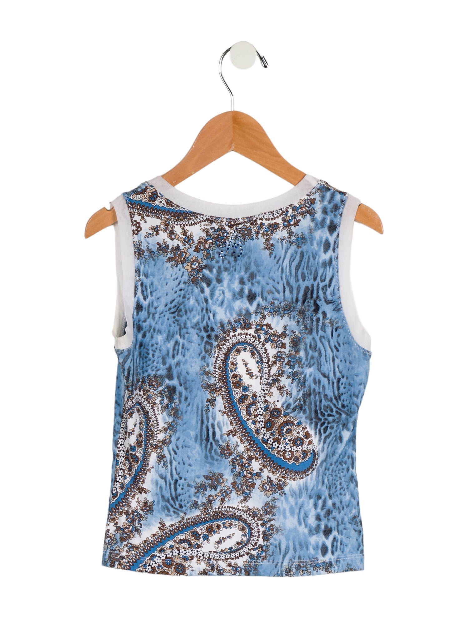 Miss Blumarine Kids Girls' Blue Paisley Sleeveless Top
