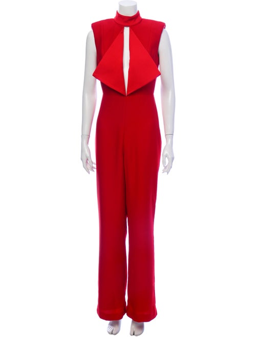 Misha Collection Plunge Neckline Jumpsuit Red