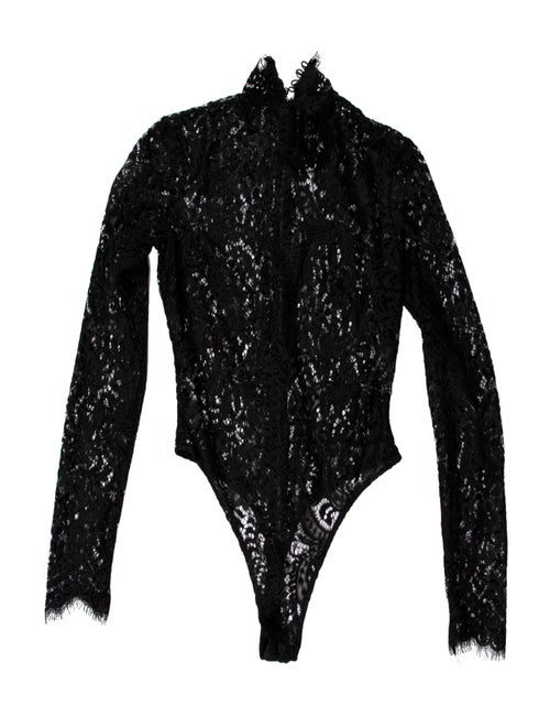 Misha Collection Lace Pattern Turtleneck Bodysuit