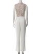 Misha Collection Lace Pattern Mock Neck Jumpsuit