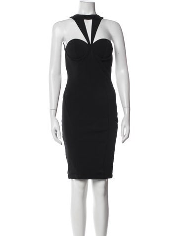 Pre-owned Misha Collection Asymmetrical Mini Dress In Black