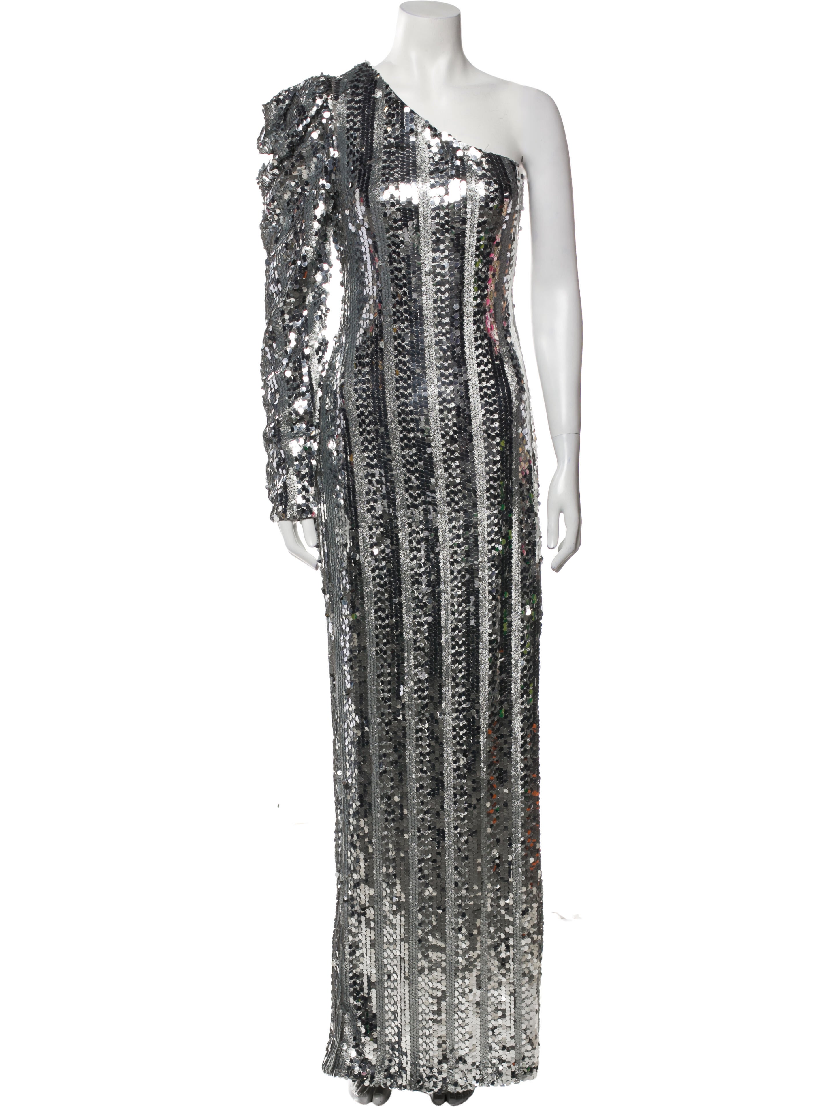 Michael Costello x Revolve One-Shoulder Long Dress - Silver Dresses