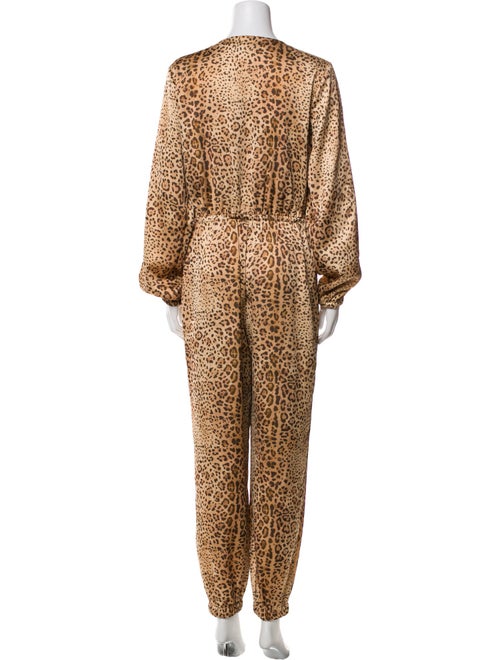Michael Costello x Revolve Animal Print Plunge Neckline Jumpsuit