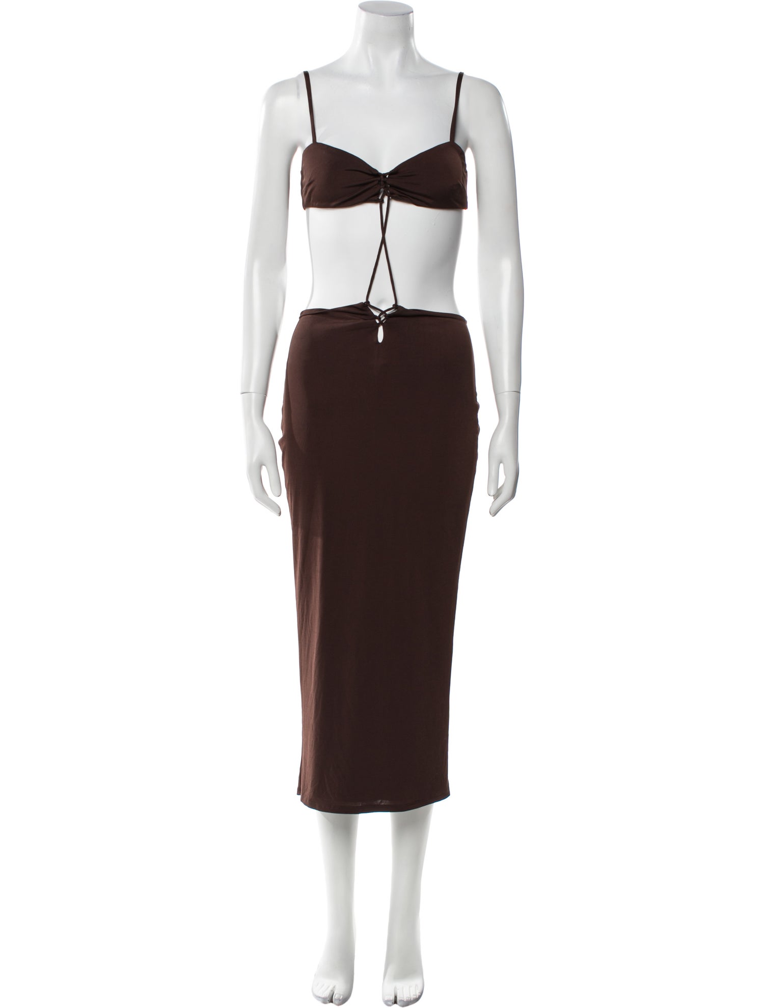 Michael Costello x Revolve Square Neckline Long Dress in Brown, Women's S Michael Costello x Revolve Square Neckline Long Dress in Brown, Women's S