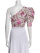Michael Costello x Revolve Floral Print One-Shoulder Crop Top