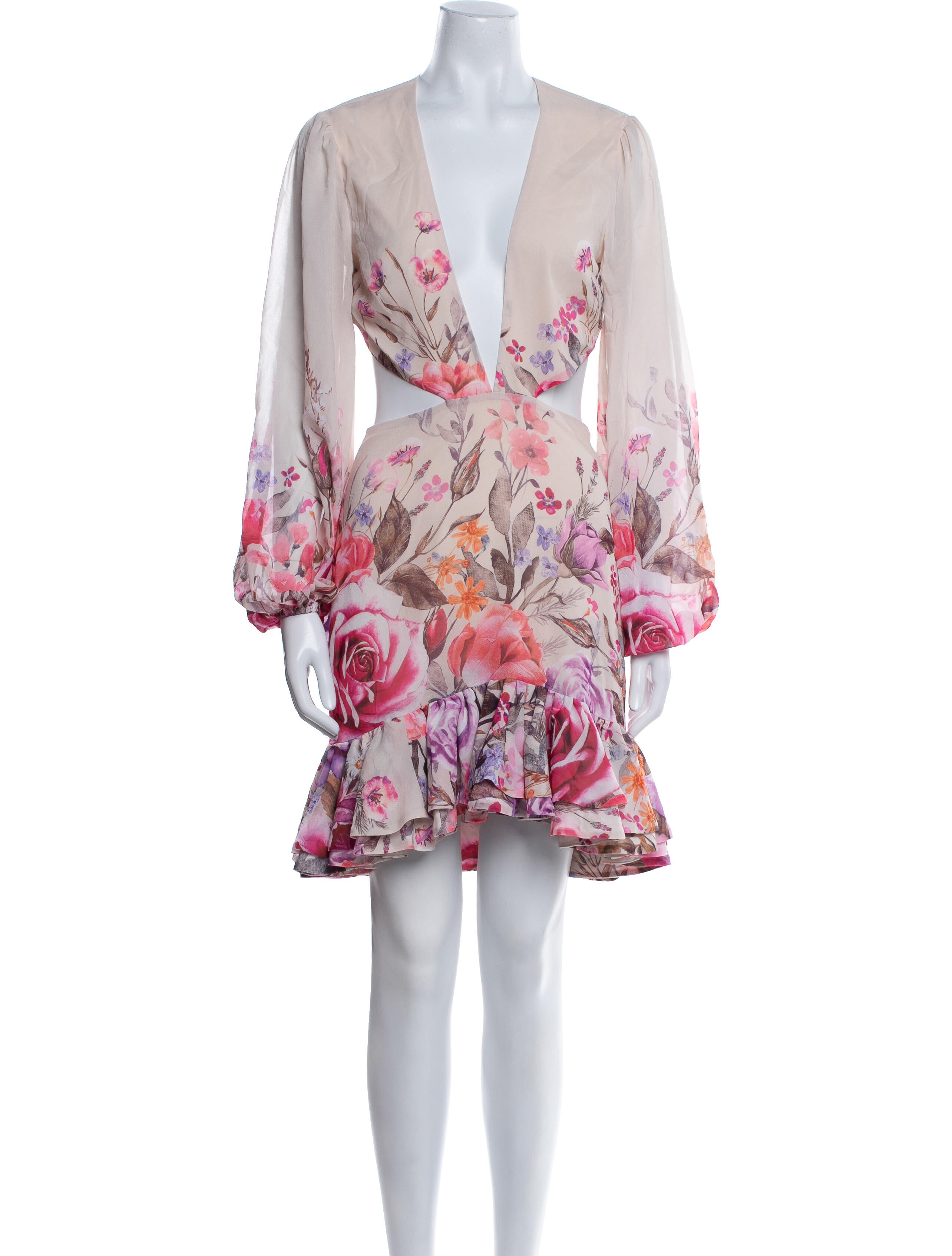 Michael Costello x Revolve Floral Print Knee-Length Dress