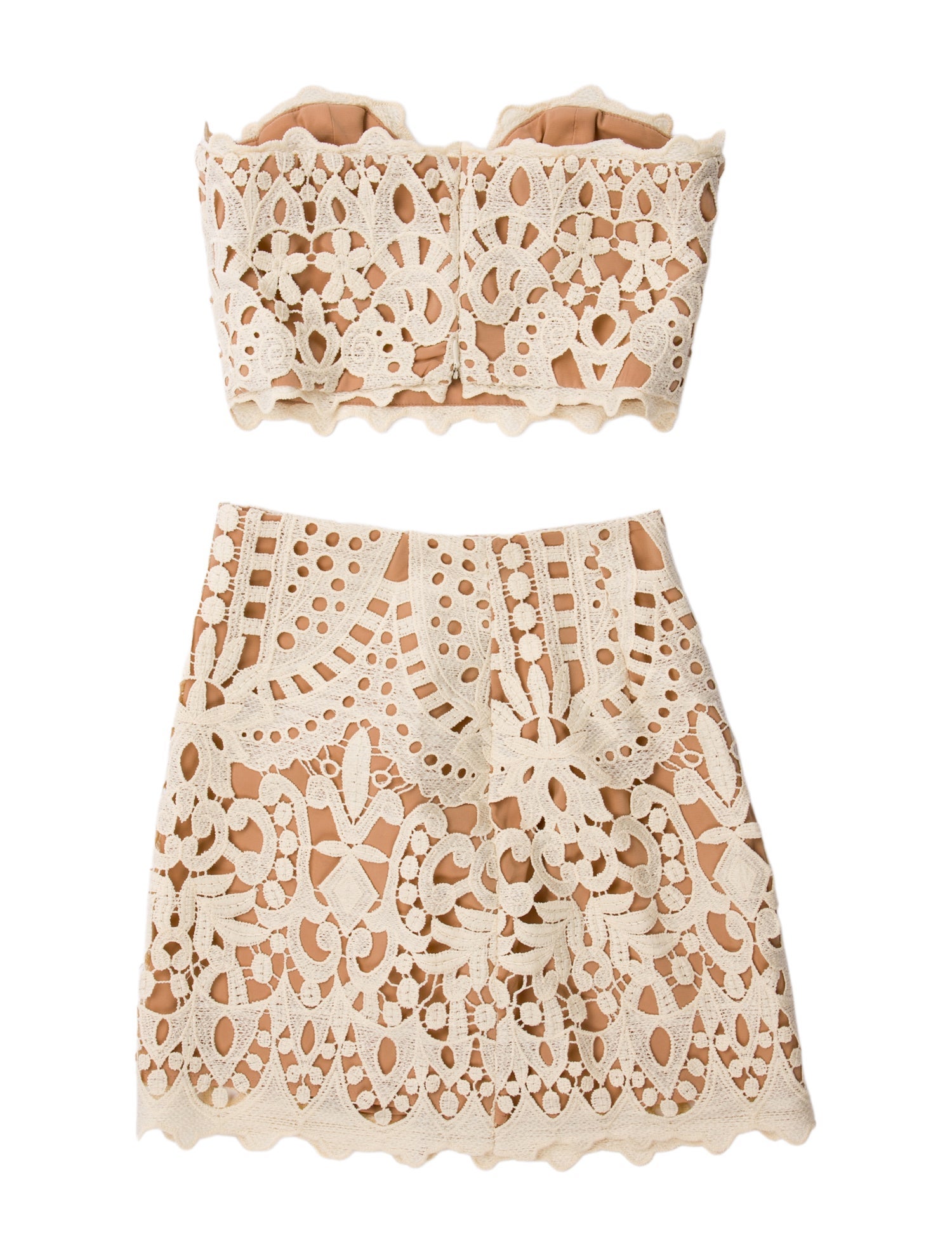 Michael Costello x Revolve Eyelet Lace Pattern Skirt Set