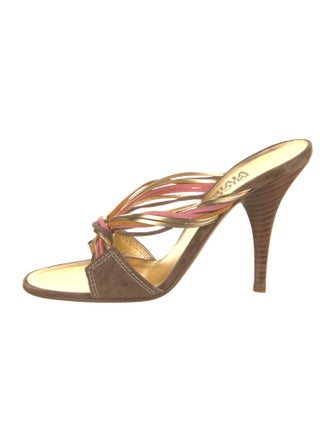 Michel Vivien Suede Leather Trim Embellishment Slides