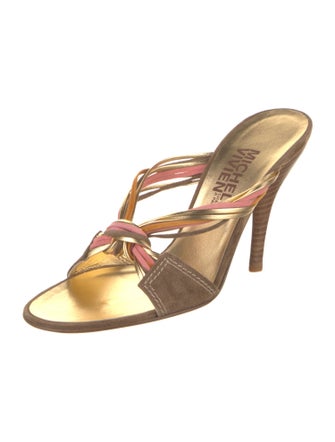 Michel Vivien Suede Leather Trim Embellishment Slides