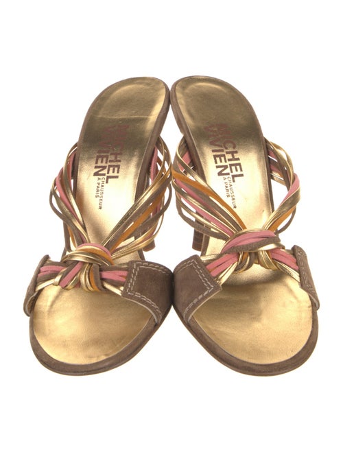 Michel Vivien Suede Leather Trim Embellishment Slides