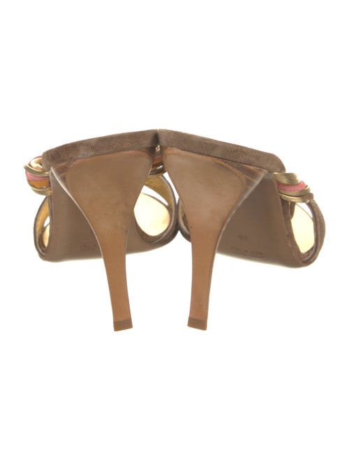 Michel Vivien Suede Leather Trim Embellishment Slides