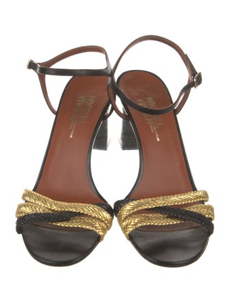 Michel Vivien Leather Colorblock Pattern Sandals