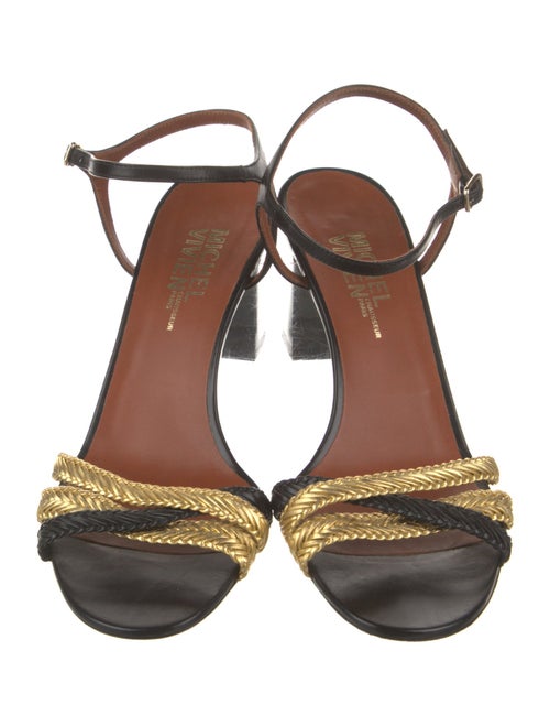 Michel Vivien Leather Colorblock Pattern Sandals