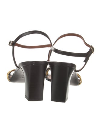 Michel Vivien Leather Colorblock Pattern Sandals