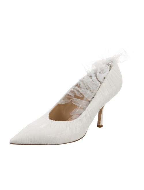 Midnight 00 Patent Leather Ruffle Embellishment Slingback Pumps