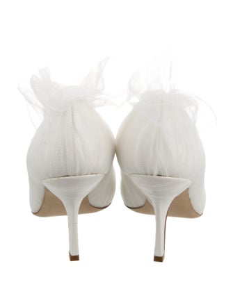 Midnight 00 Patent Leather Ruffle Embellishment Slingback Pumps