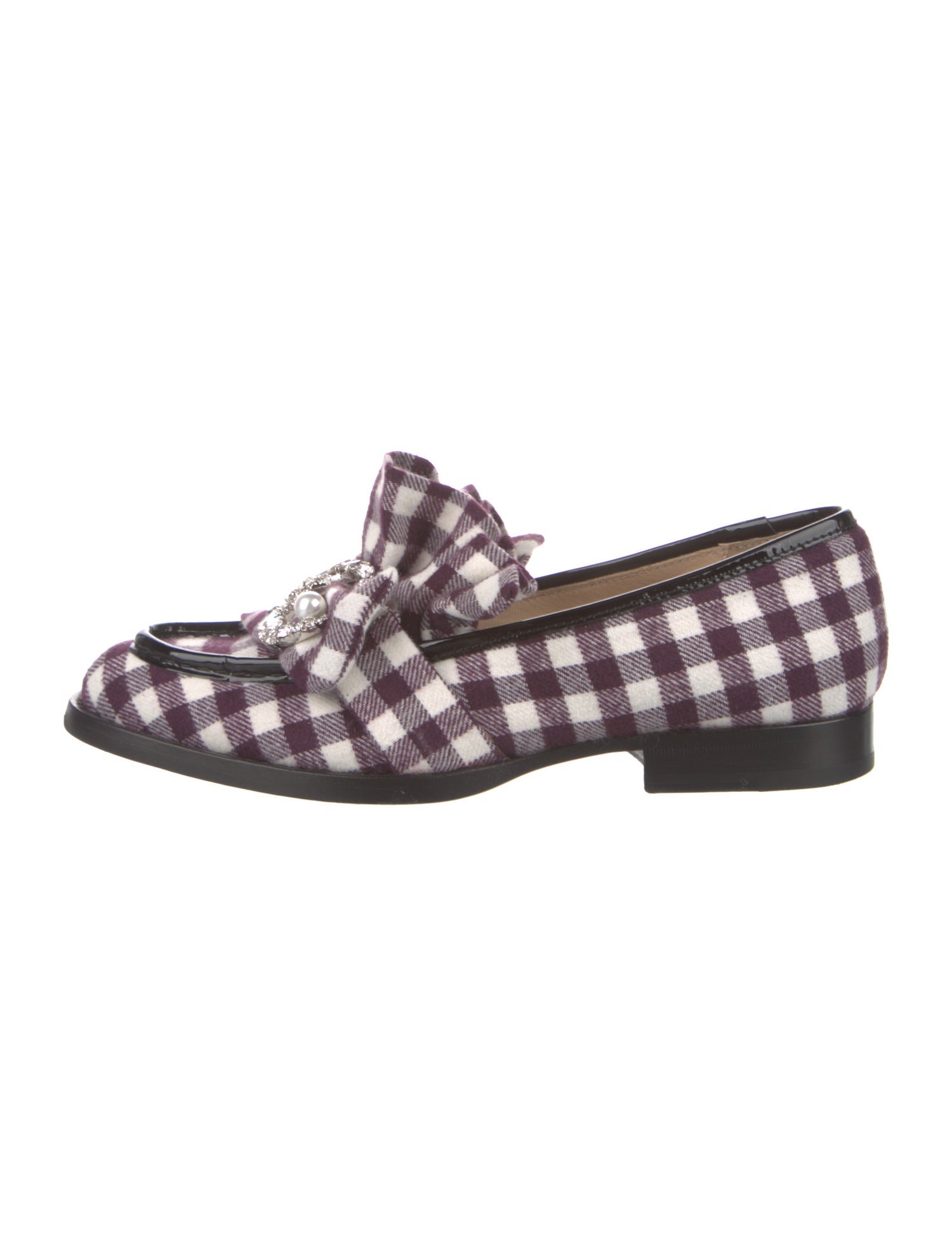 Midnight 00 Plaid Print Crystal Embellishments Loafers