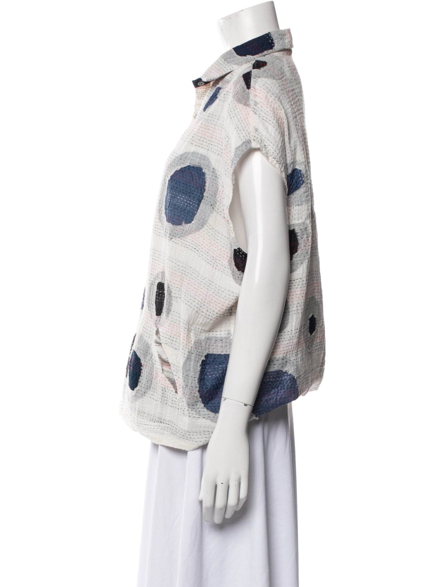 Mieko Mintz Printed Short Sleeve Button-Up Top