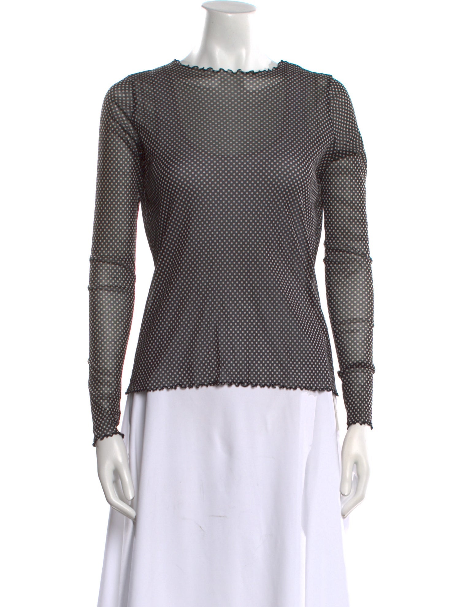 Mieko Mintz Polka Dot Print Bateau Neckline Top