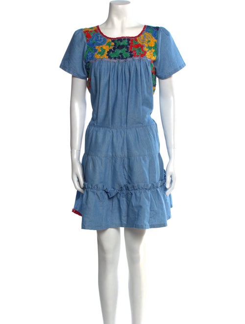 Mi Golondrina Bateau Neckline Mini Dress