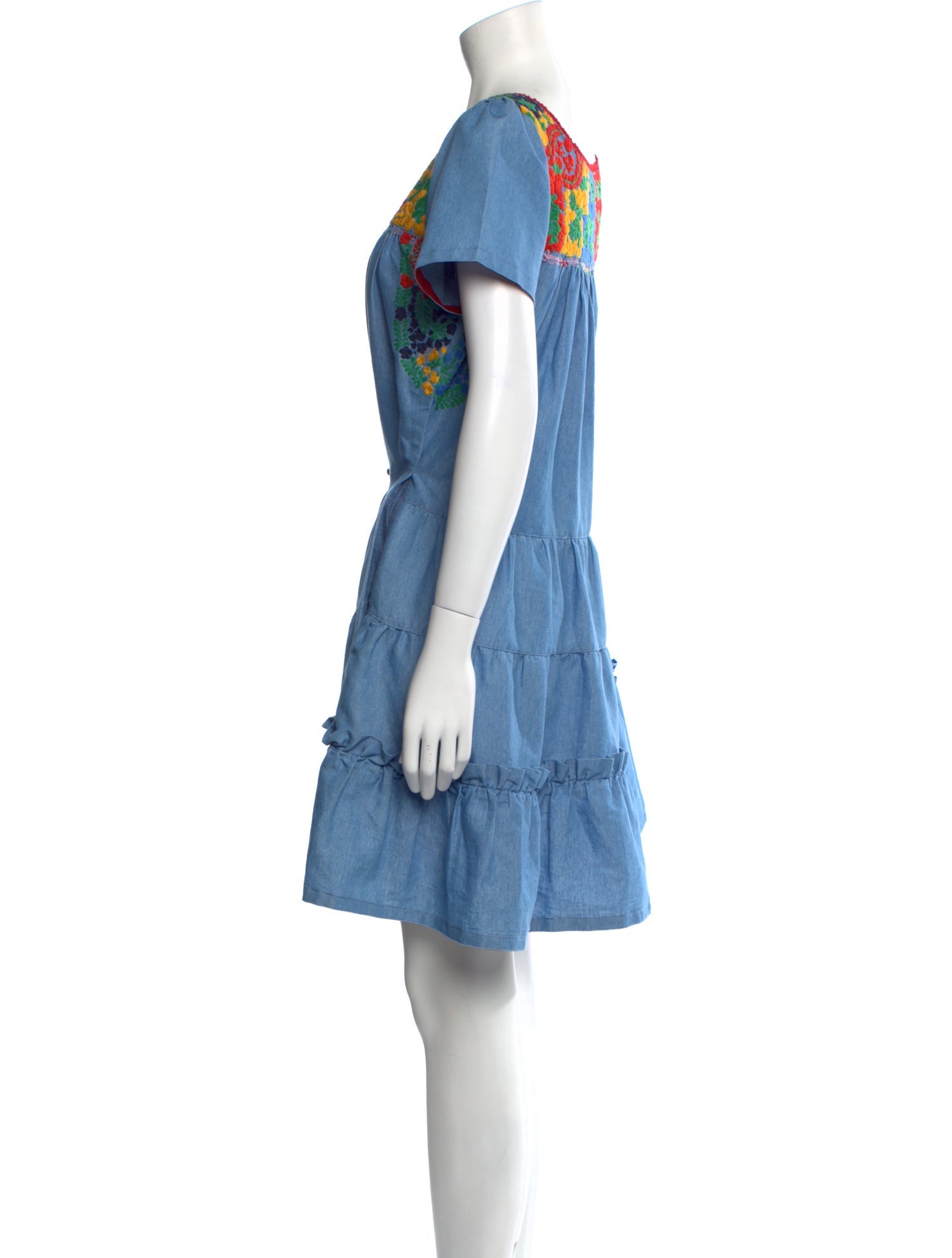 Mi Golondrina Bateau Neckline Mini Dress