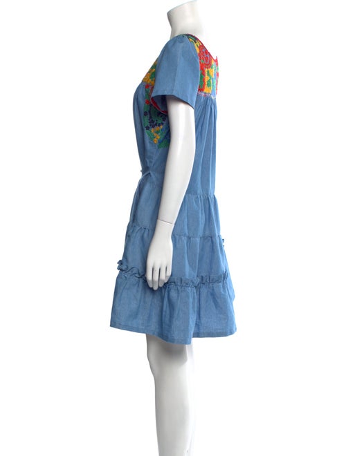 Mi Golondrina Bateau Neckline Mini Dress