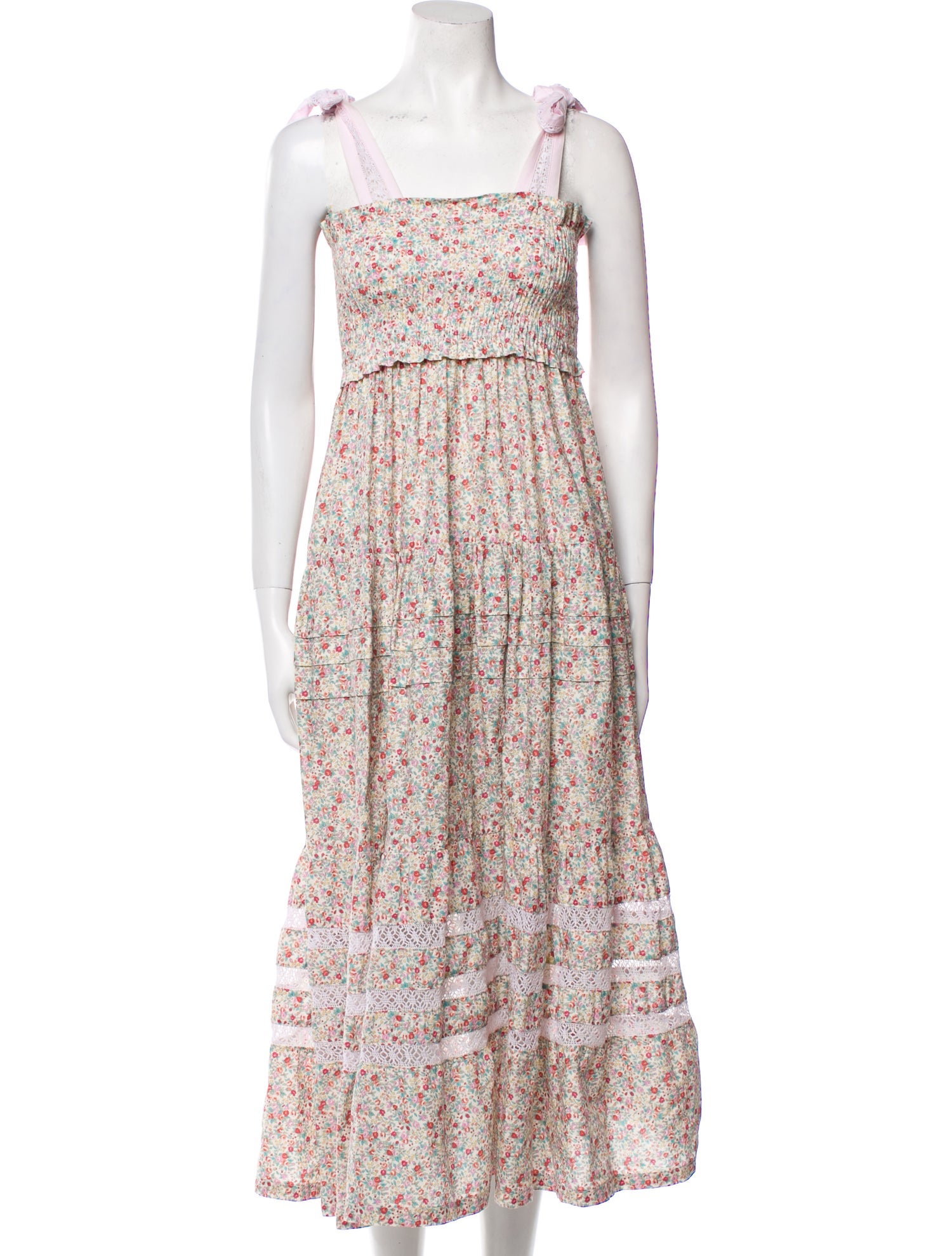 Mi Golondrina Floral Print Long Dress