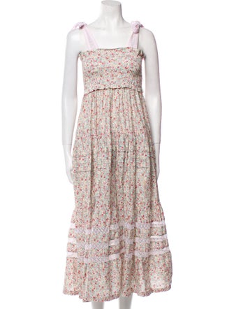 Mi Golondrina Floral Print Long Dress