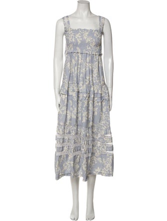 Mi Golondrina Floral Print Midi Length Dress