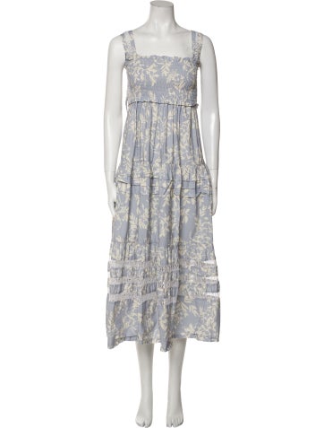 Mi Golondrina Dresses Floral Print Midi Length Dress XS