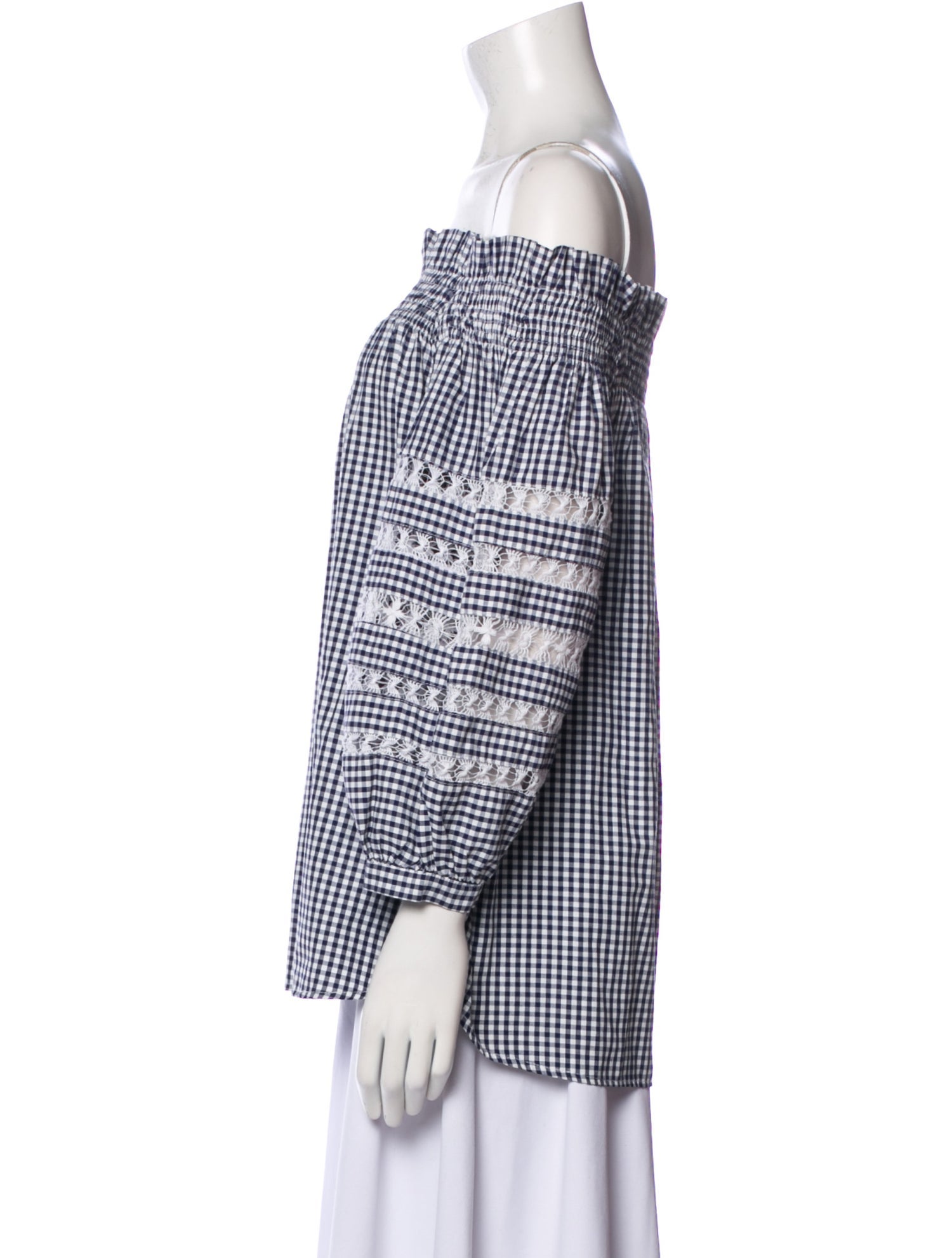 Mi Golondrina Plaid Print Off-The-Shoulder Blouse