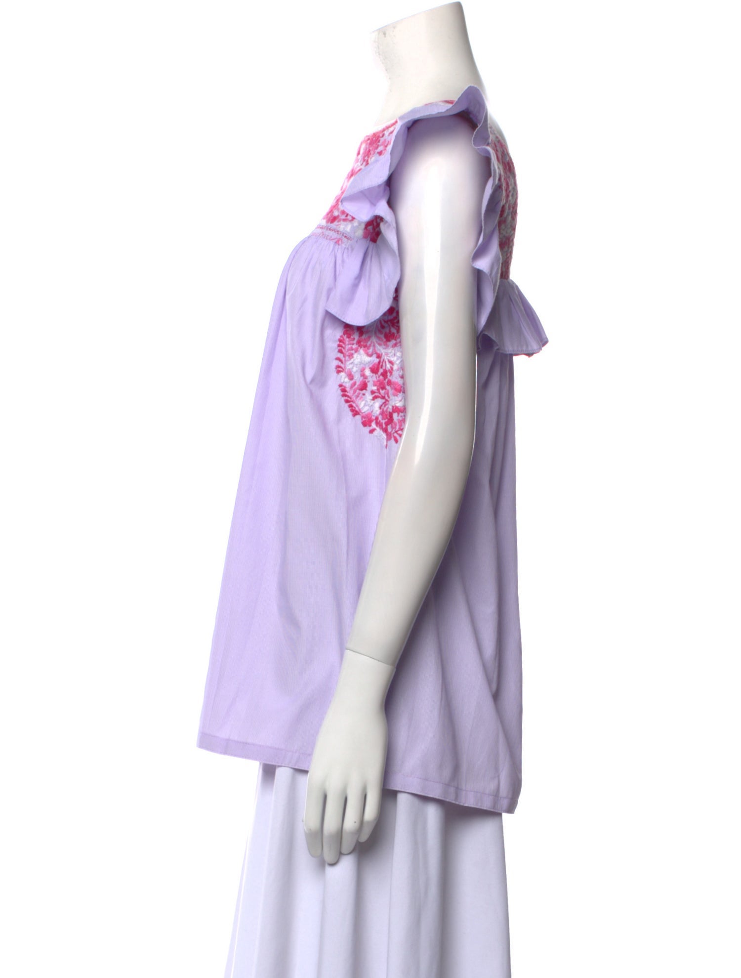 Mi Golondrina Printed Bateau Neckline Blouse