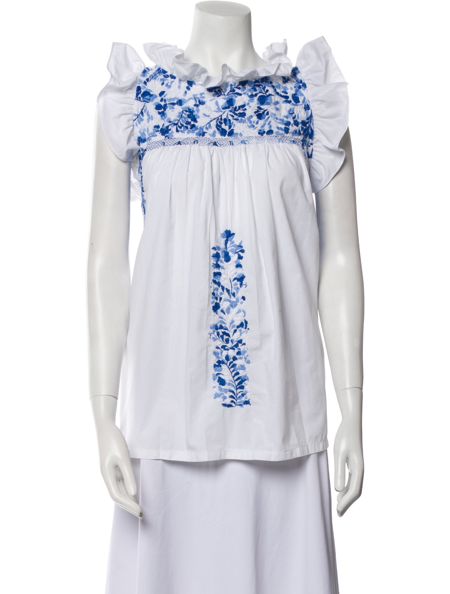 Mi Golondrina Printed Crew Neck Blouse