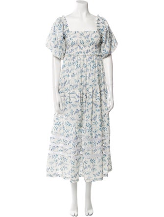 Mi Golondrina Floral Print Long Dress