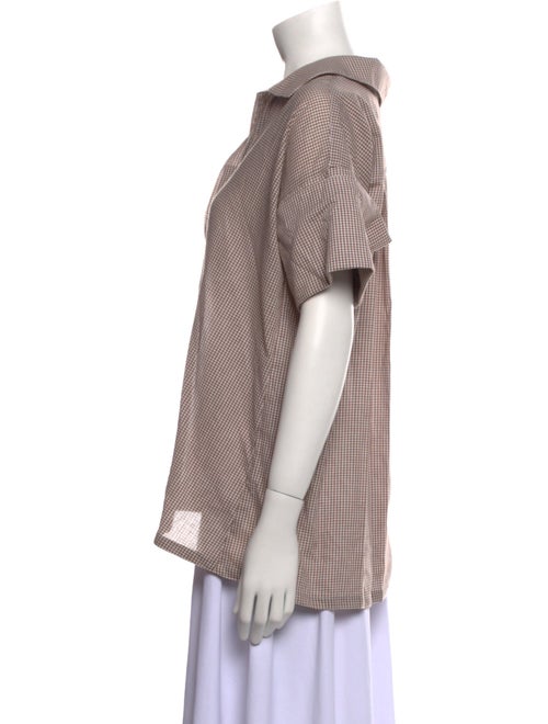 Mi Golondrina Plaid Print Short Sleeve Button-Up Top