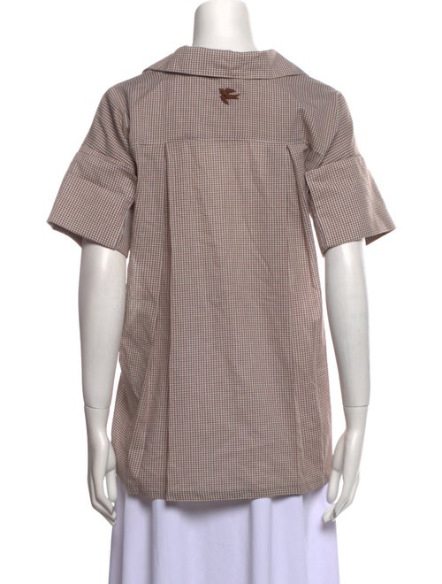 Mi Golondrina Plaid Print Short Sleeve Button-Up Top