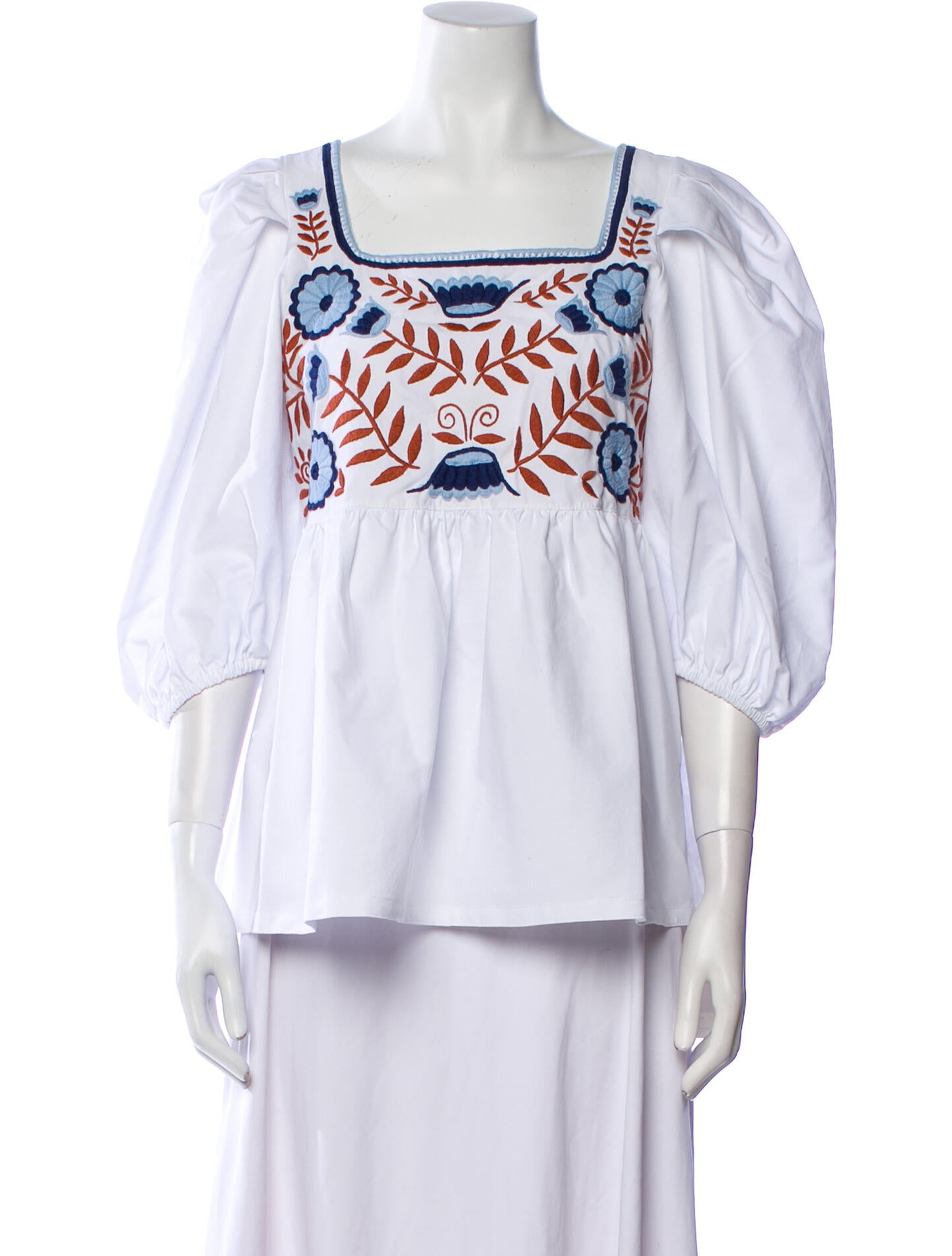 Mi Golondrina Printed Square Neckline Blouse